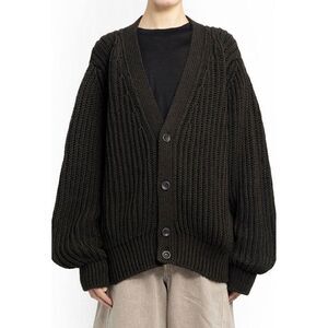 Lemaire Cotton Ribbed Knit Cardigan Men Brown Cardigans